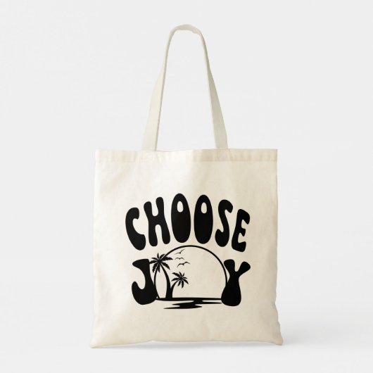 Kies vreugde zomer vibes zwart op wit tote bag (Achterkant)