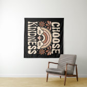 Kies vriendelijkheid groovy hippie citaten estheti wandkleed (In Situ (horizontaal))