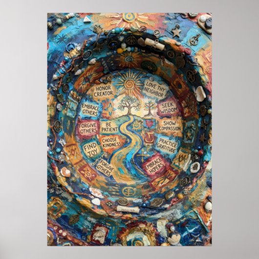 Kies Vriendelijkheid Inspirerende Mandala Bevestig Poster (Voorkant)