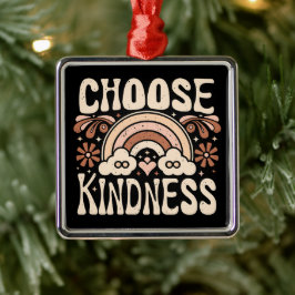 Kies vriendelijkheid regenboog retro groovy hippie metalen ornament