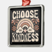 Kies vriendelijkheid regenboog retro groovy hippie metalen ornament (Links)
