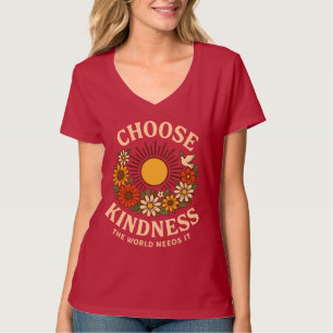 Kies Vriendelijkheid Retro Floral Art T-shirt