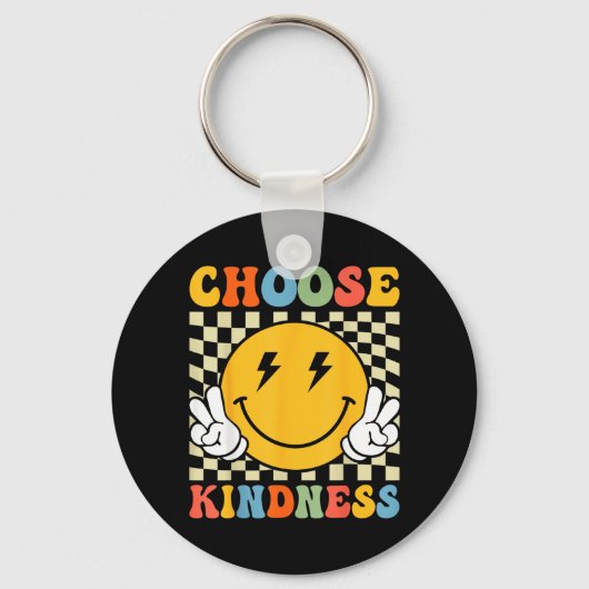 Kies Vriendelijkheid Retro Groovy Wees Vriendelijk Sleutelhanger (Voorkant)