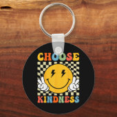 Kies Vriendelijkheid Retro Groovy Wees Vriendelijk Sleutelhanger (Voorkant)