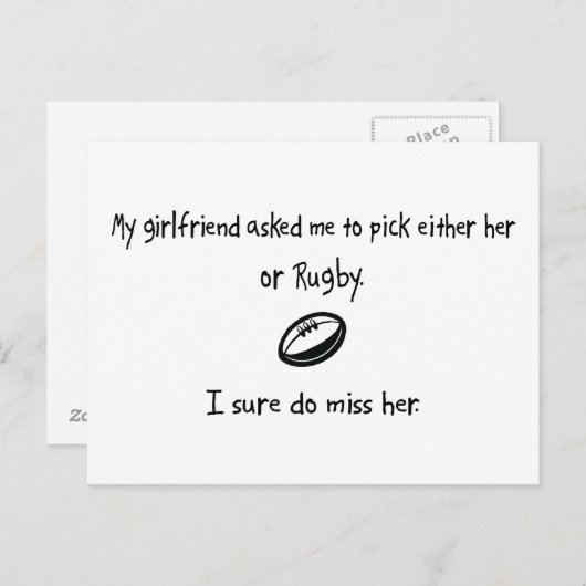 Kies Vriendin of Rugby Briefkaart (Voorkant / Achterkant)