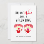 Kies wijn boven een Valentijn Funny Galentines Feestdagenkaart (Voorkant)