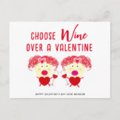 Kies wijn over een Valentijn Funny Galentines Day Feestdagenkaart (Voorkant)