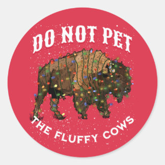 Kietel de Fluffy Koeien Niet met Kerst Yellowstone Ronde Sticker