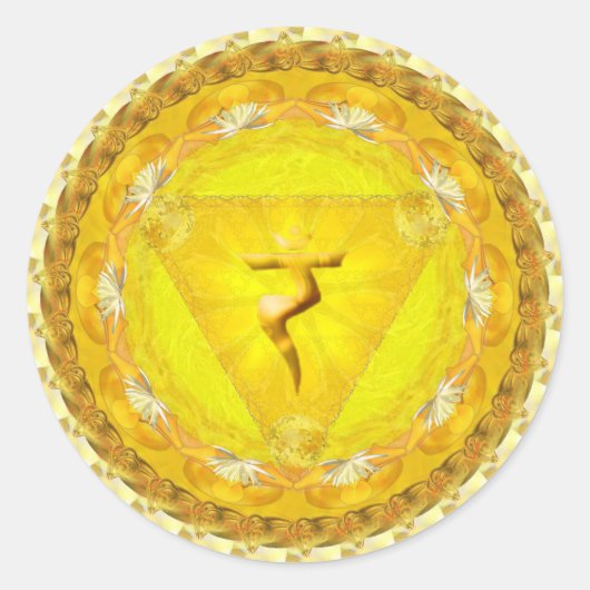 Kietelaar, Vuur, Sterkte, Sun Chakra Ronde Sticker (Voorkant)