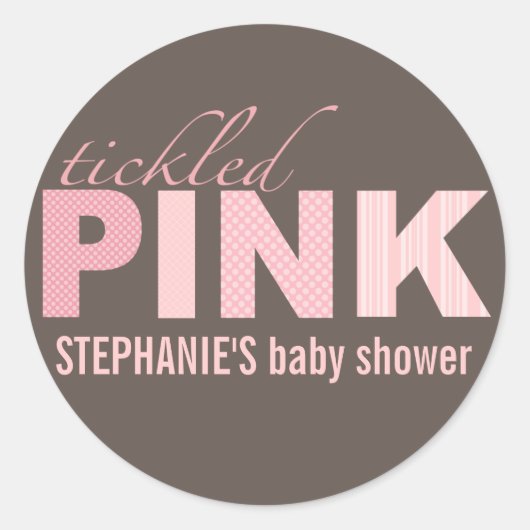 Kietelde Roze Baby Meisje Modern Baby shower Stick Ronde Sticker (Voorkant)