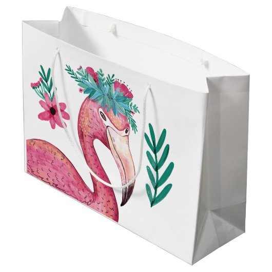 Kietelde Roze Baby showers geschenkzak Large Cadeautasje (Achterkant Gekanteld)