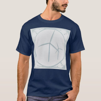 Kieuwblauw-stijfseltegel met windturbines t-shirt
