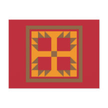 Kieuwd Briefkaart - Beer Paw Block (goud, rood, br