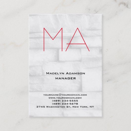 Kieuwde professionele grijze muurmonogram visitekaartje (Voorkant)