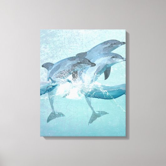 Kieuwdolfijnen Nautische Waterverf Canvas Afdruk (Voorkant)