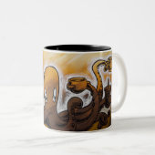 Kieuwen: Caffeine in al zijn vormen Tweekleurige Koffiemok (Voorkant rechts)