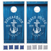 Kieuwhuis Nautical Anchor Blue Painted Wood