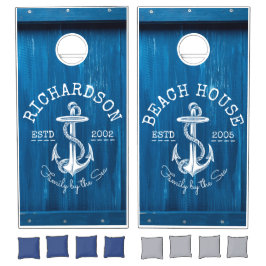 Kieuwhuis Nautical Anchor Blue Painted Wood