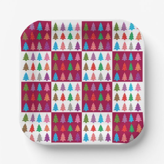 Kieuwpatroon kerstboom papieren bordje (Voorkant)
