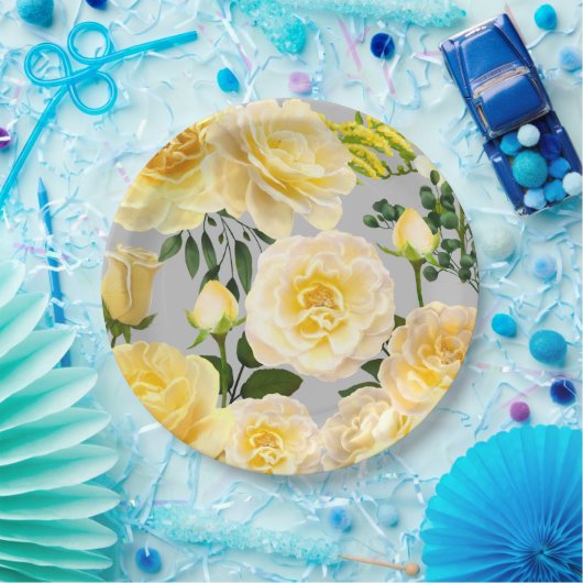  kieuwrozenkoraal op grijs papieren bordje (Feest)