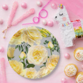 kieuwrozenkoraal op grijs papieren bordje (Feest)