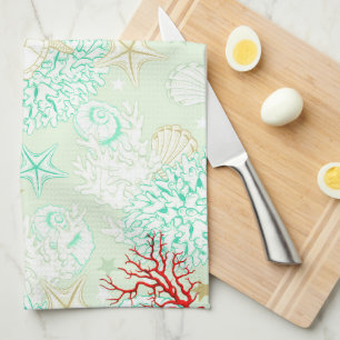 Kieuwturquoise blauwgroen zeeschildpadkoraal theedoek