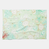 Kieuwturquoise blauwgroen zeeschildpadkoraal theedoek (Horizontaal)