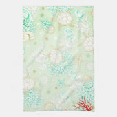 Kieuwturquoise blauwgroen zeeschildpadkoraal theedoek (Verticaal)