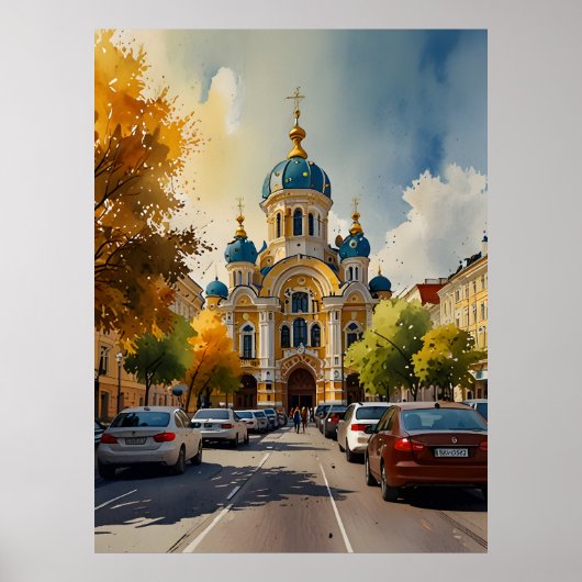 Kiev aquarel kunst poster (Voorkant)