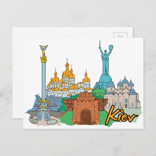 Kiev, de beroemde stad Oekraïne Briefkaart (Voorkant / Achterkant)