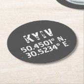 Kiev Oekraïne - Breedtegraad & lengtegraad Ronde Kartonnen Onderzetter (Gebogen)