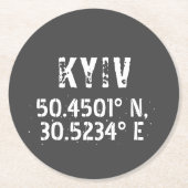 Kiev Oekraïne - Breedtegraad & lengtegraad Ronde Kartonnen Onderzetter (Voorkant)