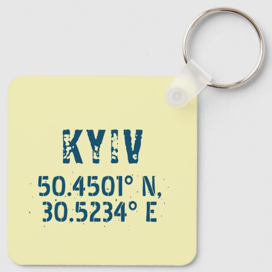 Kiev Oekraïne - Breedtegraad & lengtegraad Sleutelhanger (Achterkant)
