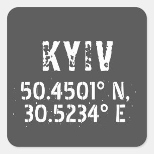 Kiev Oekraïne - Breedtegraad & lengtegraad Vierkante Sticker