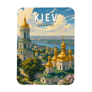 Kiev Oekraïne Illustratie Reizen Kunst Vintage Magneet