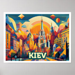 Kiev Oekraïne Reis artistiek kleurrijk Poster