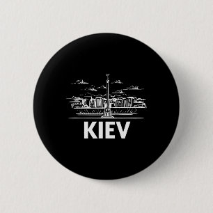 Kiev Oekraine Stads Silhouet Overzicht Schets Ronde Button 5,7 Cm
