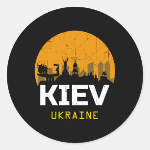 Kiev Oekraine - Uni - Zwart - Klein - Kort Mouw  Ronde Sticker