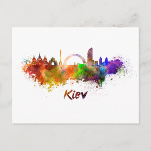 Kiev skyline in watercolor briefkaart