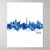 Kiev Ukraine Skyline Blue Poster (Voorkant)