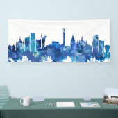 Kiev Ukraine Skyline Blue Spandoek (Beurs)