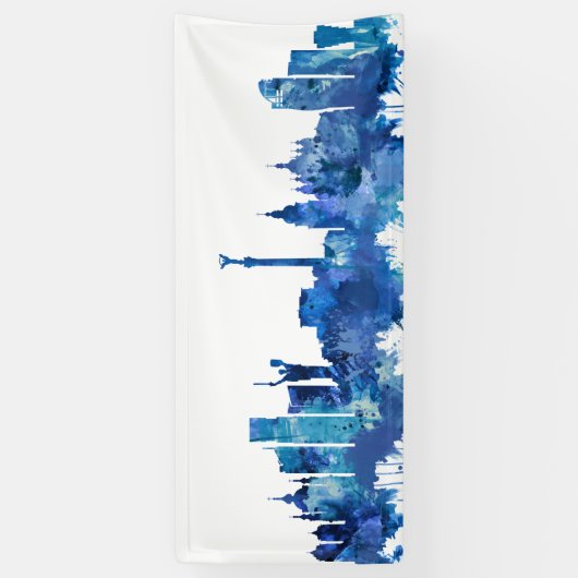Kiev Ukraine Skyline Blue Spandoek (Verticaal)