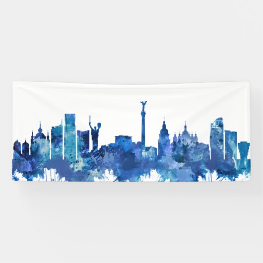 Kiev Ukraine Skyline Blue Spandoek (Horizontaal)