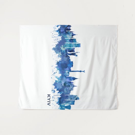 Kiev Ukraine Skyline Blue Wandkleed (Voorkant (horizontaal))