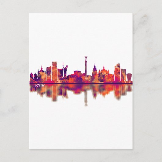 Kiev Ukraine Skyline Feestdagenkaart (Voorkant)
