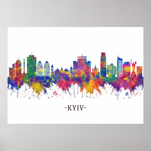 Kiev Ukraine Skyline Poster (Voorkant)