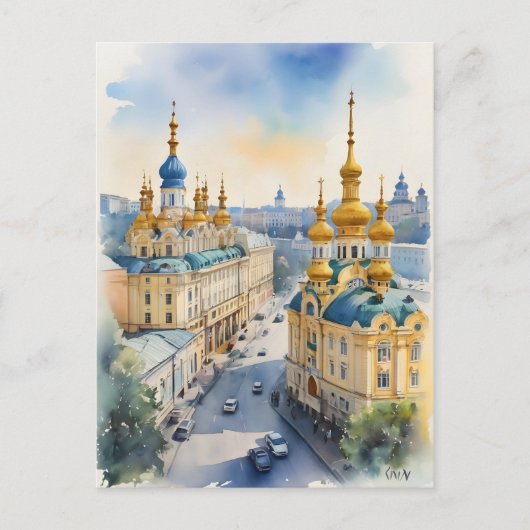 Kiev waterverf kunst briefkaart (Voorkant)