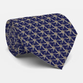 Kievisblauw met beige starburst stropdas (Opgerold)