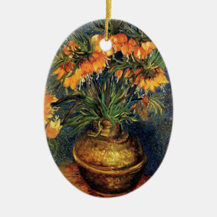 Kievitsbloemen in een koperen vaas door Vincent va Keramisch Ornament