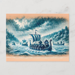 Kievse Rus op de Dnjepr in pastelkrijttekening Briefkaart